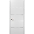 Sartodoors Pre-hung White Modern 30x80 Strips Planum 0020 Frame Trims Lever Satin Nickel Hardware Closet Core PLANUM20ID-BEM-30